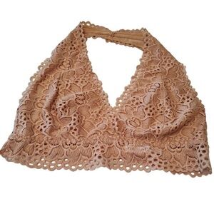 Peach/Nude Halter Lace Fully Lined Bralette